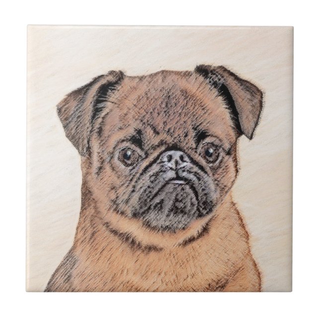 Carreau Bruxelles Griffon Smooth Painting Original Chien A (Devant)