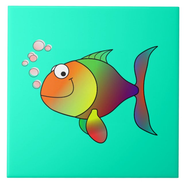 Carreau Bubbles le poisson, mignon et coloré (Devant)
