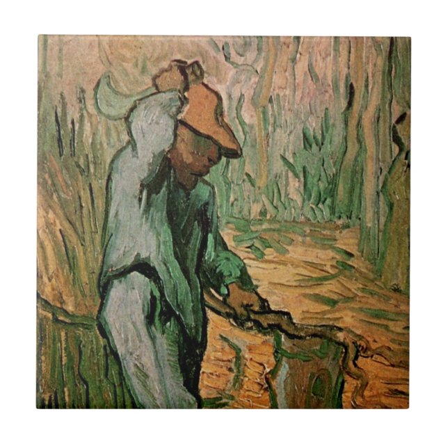 Carreau Bûcheron (d'après Millet) par Vincent van Gogh (Devant)
