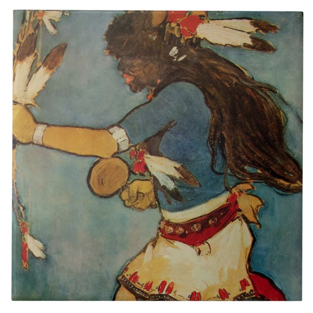 Carreau “Buffalo Dancer” Art occidental de Gerald Cassidy (Devant)