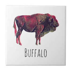 Carreau Buffalo Portrait Design pour bison ou animal sauva