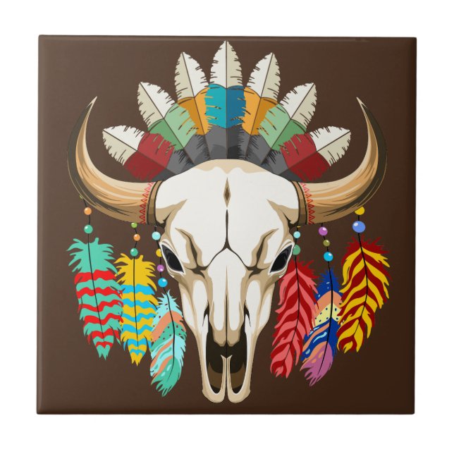 Carreau Buffalo Skull Native American Emblem (Devant)