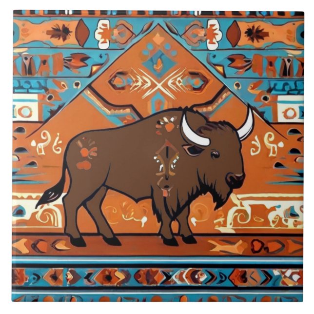 Carreau Buffalo Southwestern Native Tribal Southwest (Devant)