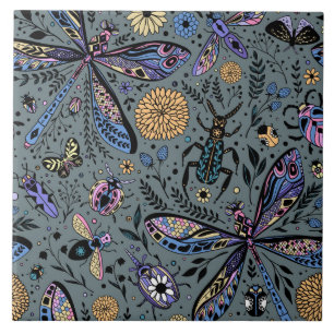 Carreau Bugs de Doodle sur le gris de latte