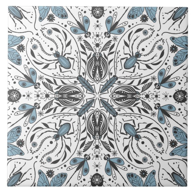 Carreau Bugs, noir et bleu (Devant)