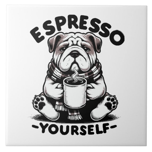 Carreau Bulldog au café chaud espresso (Devant)