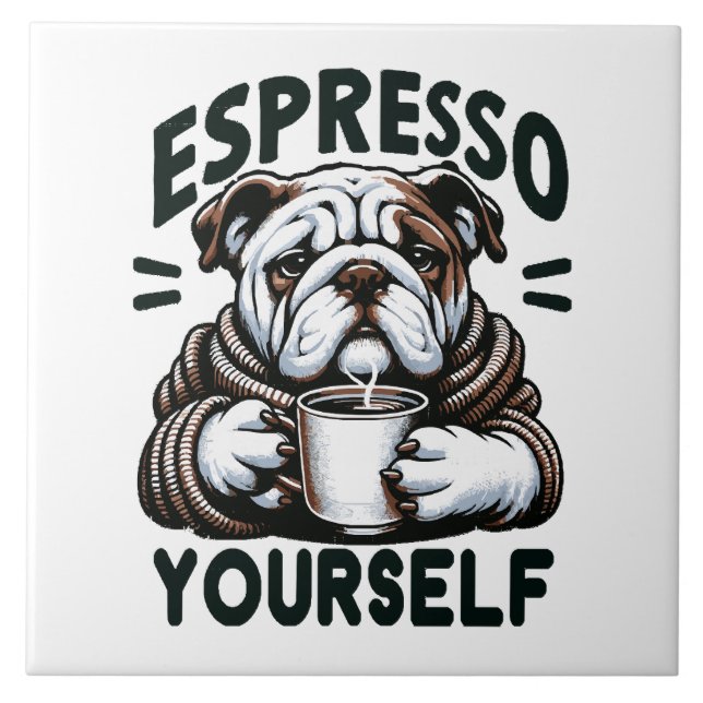 Carreau Bulldog au café espresso chaud - Café cosy  (Devant)