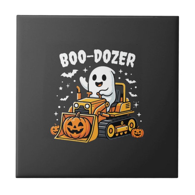 Carreau Bulldozer fantôme Halloween Boo Dozer_1 (Devant)