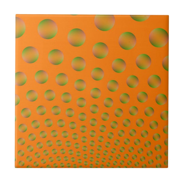 Carreau Bulles en tuiles orange et vert (Devant)