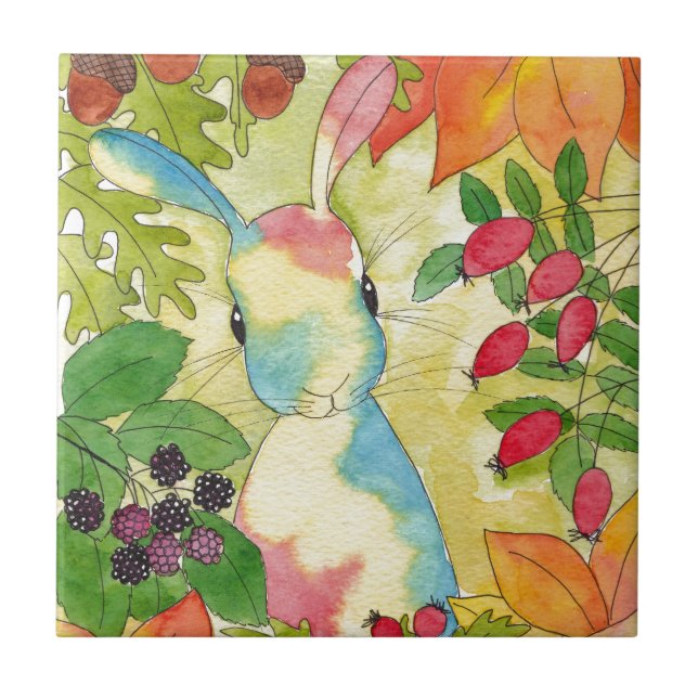 Carreau Bunny d'automne par Pepperment Art (Devant)