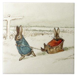 Carreau "Bunny Sleigh Ride" par Beatrix Potter