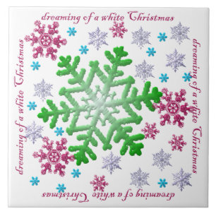 Carreau Burgundy Blue Green & Silver Snowflakes