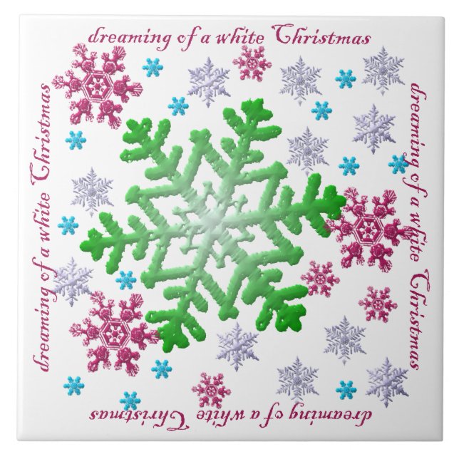 Carreau Burgundy Blue Green & Silver Snowflakes (Devant)