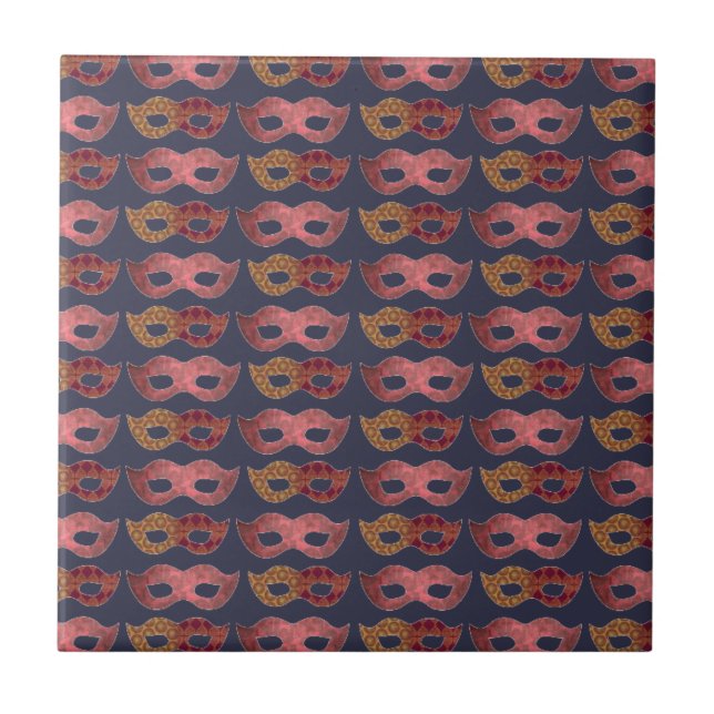 Carreau Burgundy Masquerade Masks Pattern (Devant)