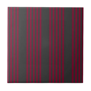 Carreau Burgundy rouge et charbon de bois cinq bandes moti
