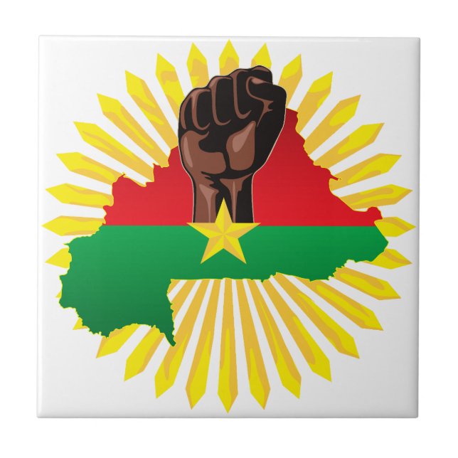 Carreau Burkina Faso Carte, drapeau et première révolution (Devant)