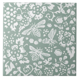 Carreau Busy Bee Sage Green Honeypeb Design de jardin