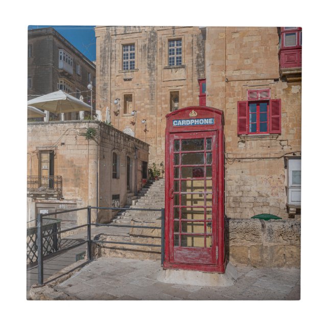 Carreau Cabine téléphonique rouge à La Valette Malte (Devant)