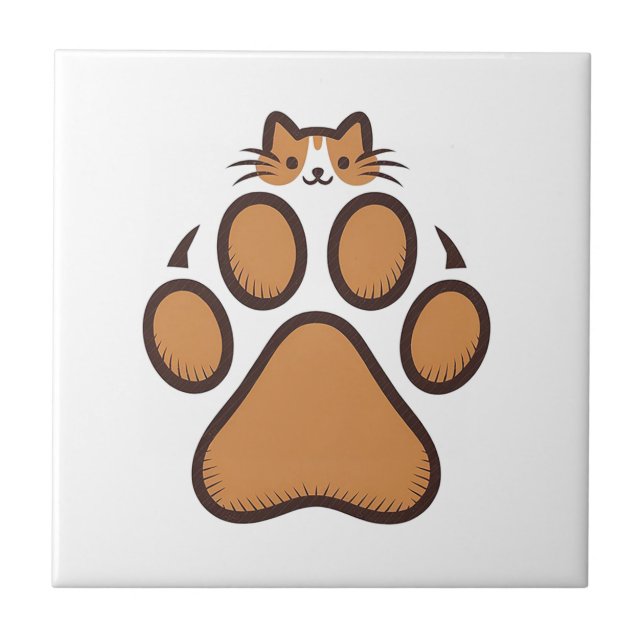 Carreau Cachet de chat mignon en Empreinte de patte - Illu (Devant)