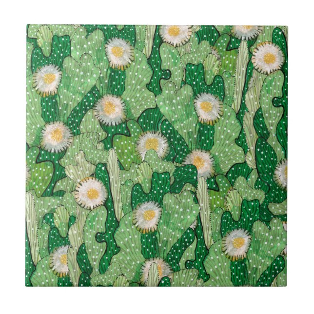 Carreau Cactus Cactus Fleurs Succulentes Camouflage Motif (Devant)