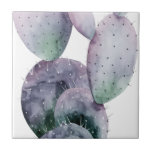 Carreau Cactus pourpre<br><div class="desc">"Purple Cactus I" par Grace Popp. Dispose d'un cactus d'aquarelle violet contre un arrière - plan blanc.</div>