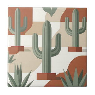 Carreau Cactus vert sauge moderne Terracotta Désert 
