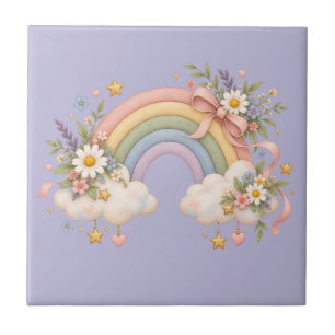 Carreau Cadeau Arc-en-ciel à l'aquarelle – Nuage Charmant