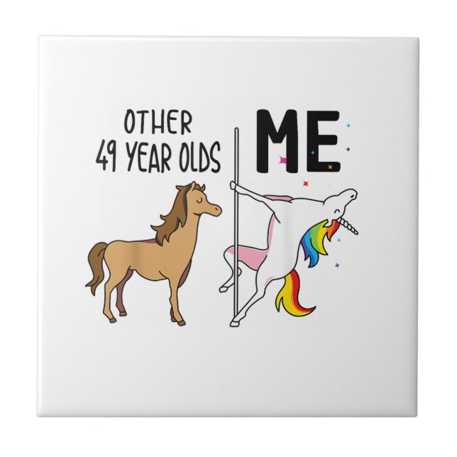 Carreau Cadeau d'anniversaire d'autres licornes de 49 ans  (Devant)
