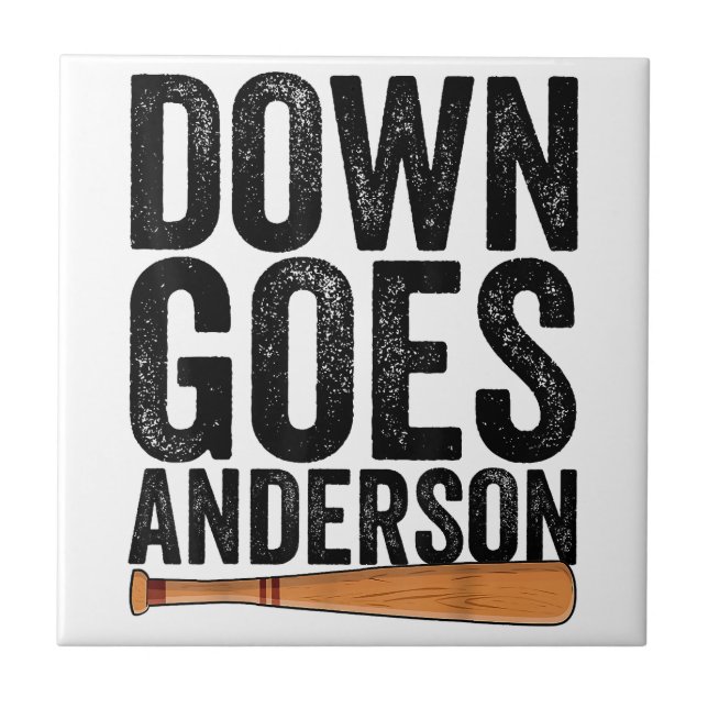 Carreau Cadeau de baseball drôle DOWN GOES ANDERSON ANDERS (Devant)