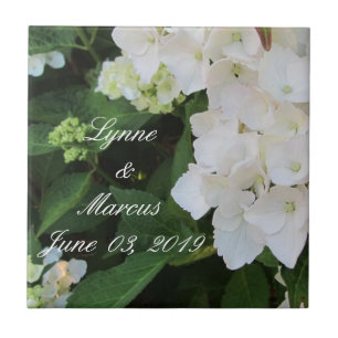 Carreau Cadeau de Date de Mariage Hydrangea Blanche