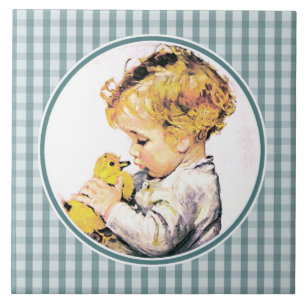 Carreau Cadeau de Pâques pour bébé garçon vintage avec can