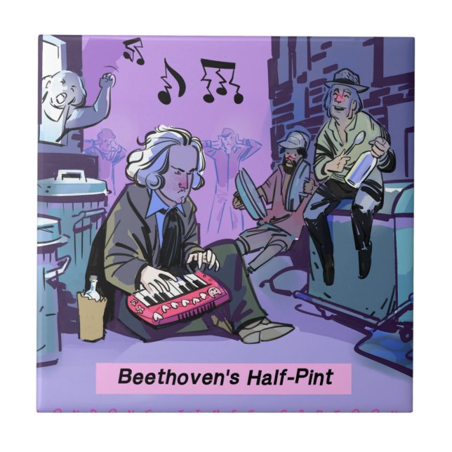 Carreau Cadeau drôle de demi pinte de Beethoven (Devant)