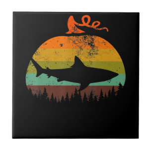 Carreau Cadeaux d'Halloween Citrouilles de requins Vintage