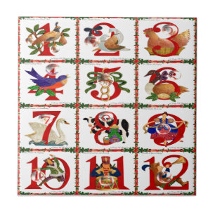 Carreau Cadeaux d'impression de courtepointes des 12 jours