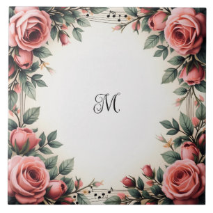 Carreau Cadre de fleurs de rose florale française nom vint