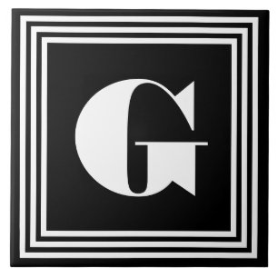 Carreau Cadre Monogramme Gras 3 Noir & Blanc
