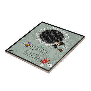 Carreau Cadre photo avec Sorcière, Monstres, Fantôme, Chat