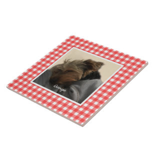 Carreau Cadre Photo Personnalisé Pays Buffalo Rouge Check