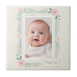 Carreau Cadre photo vide floral aquarelle pastel