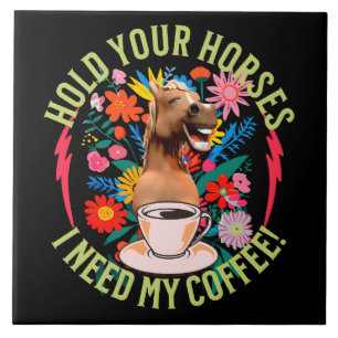 Carreau Café Amusant Cheval Amoureux de l'Humour