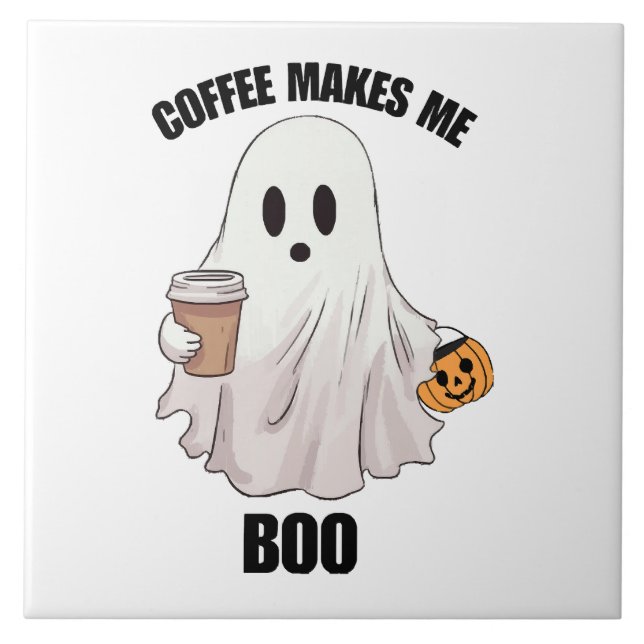 Carreau Café fantôme Halloween drôle  (Devant)