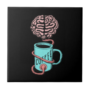 Carreau Café pour le cerveau. Illustration drôle de caf