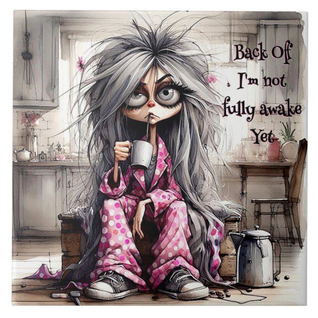 Carreau Café Quirky Lady Retour De Carrelage En Céramique (Devant)