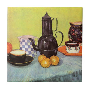 Carreau Cafetière en émail bleu par Vincent van Gogh