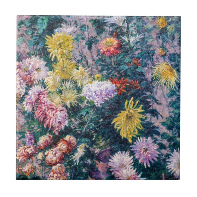 Carreau Caillebotte - Chrysanthèmes blanc et jaune (Devant)