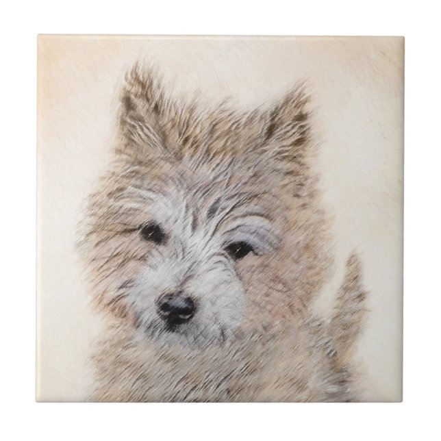 Carreau Cairn Terrier Peinture Chiot - Art Chien original (Devant)