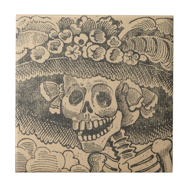 Carreau Calavera Catrina (Dapper Skeleton) (Elégant Crâne) (Devant)