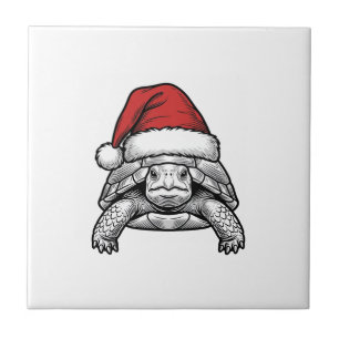 Carreau Calèche de Noël Tortue Chapeau de Père Noël Gravur