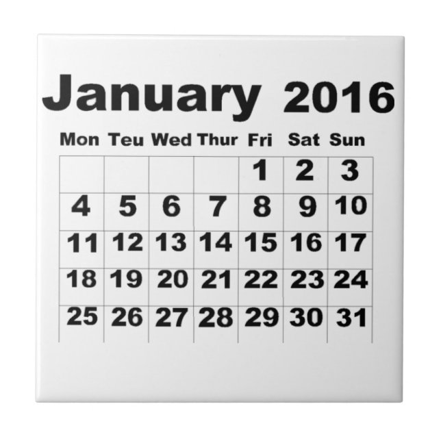 Carreau Calendrier janvier 2016 (Devant)