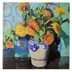 Carreau Calendulas, peinture florale par Grant Wood